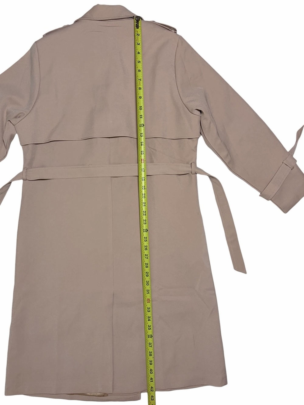 new Classic Double-Breasted Belted Long Camel Trench Coat, Full-Length Overcoat - Picture 12 of 16